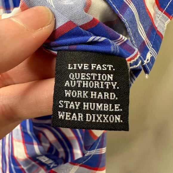 Sm Dixxon The Victory Bamboo Short Sleeve Shirt Blue Red White Plaid Button Down - Picture 4 of 6